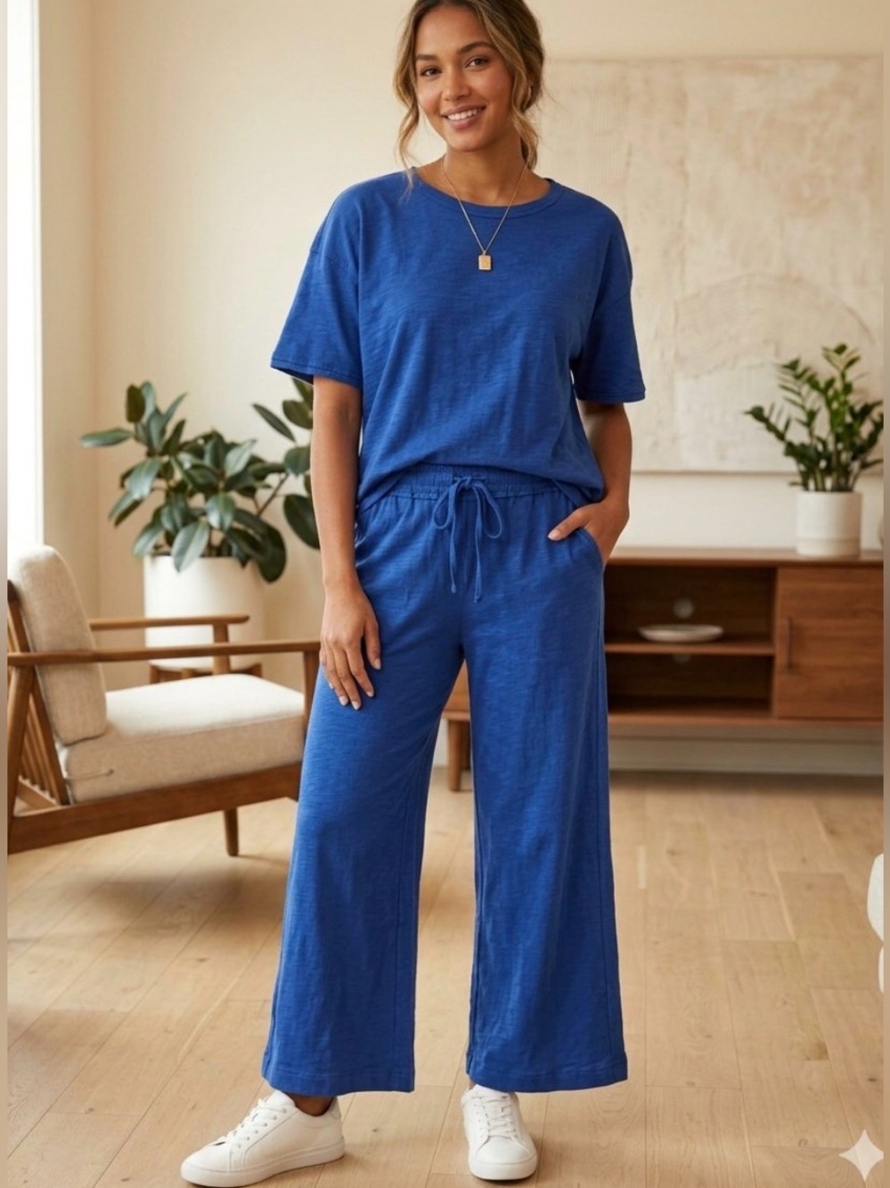 240-241 Zenana Cotton Slub Top and Pants  Set